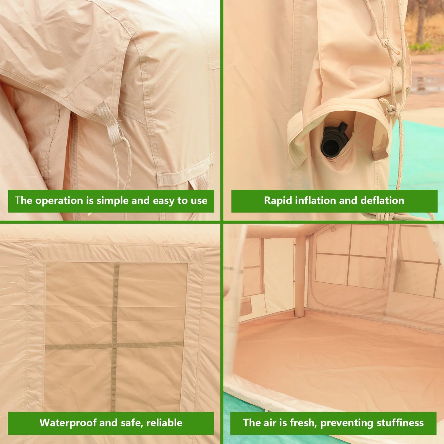 Outdoor Foldable Four Seasons Air Tent Camping Inflatable Tents Waterproof Family Canopy Moisture-Resistant Tent with Pump