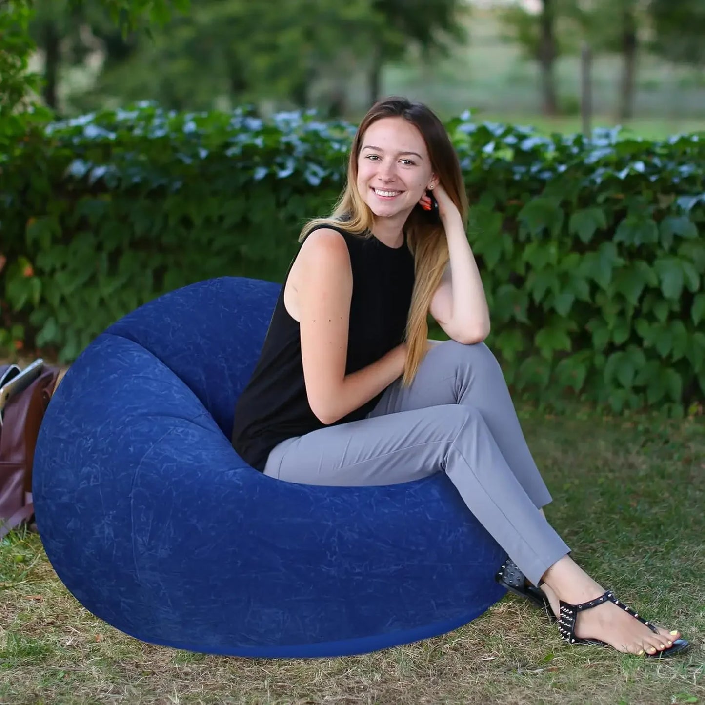 Inflatable Bean Bag Chairs Blow up Chairs Camping Chairs Inflatable Lazy Sofa Folding Portable Inflatable Chair
