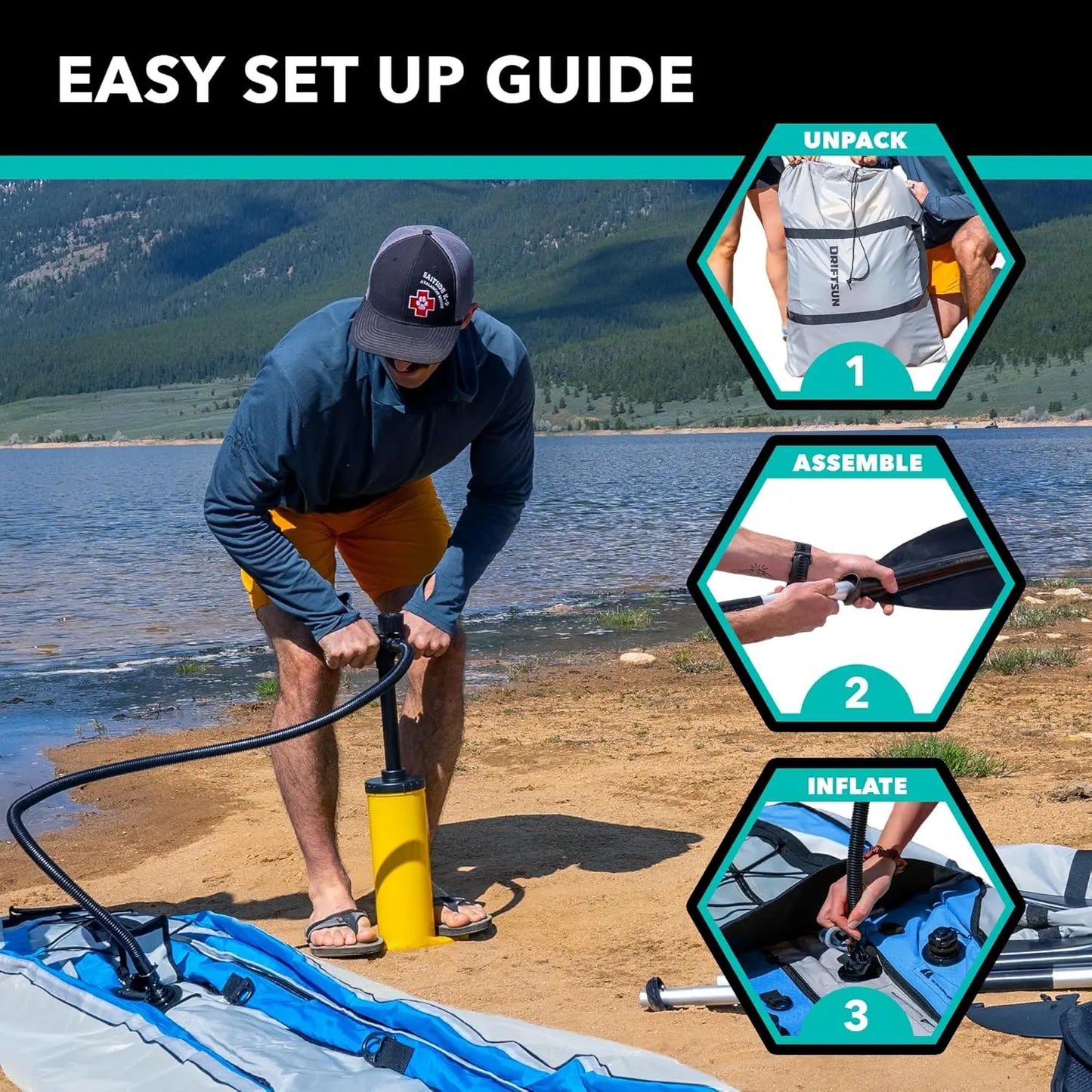 Driftsun Rover Inflatable Kayak - Inflatable White Water Kayak - Inflatable 1 and 2 Person Kayaks for Adults with High Pressure