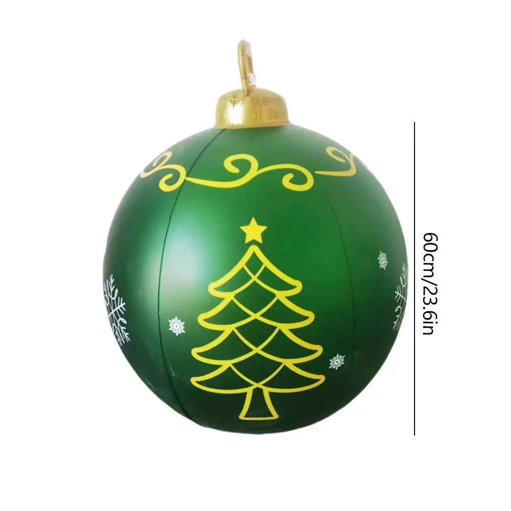 60cm Giant Inflatable Christmas Balls PVC Giant Big Large Balls Xmas Tree Decorations Toy Outdoor Xmas Holiday Yard Lawn Balls