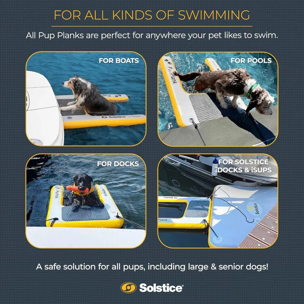 SOLSTICE Inflatable Pup Plank, Dog Water Ramp for Boats and Docks, XL, 200 lb Capacity - Floating Platform for Pets for Lake, Ri