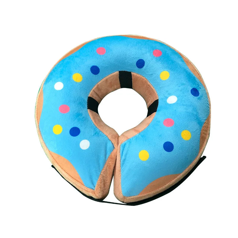 Dog Inflatable Cone Collar Adjustable Washable Post-Surgery Recovery Sweet Donuts for Large Medium Dogs Cats Protective Collar