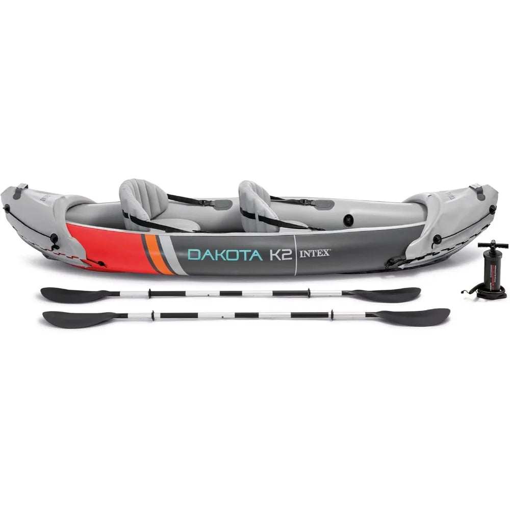 2-Person Inflatable Kayak Set, Dakota K2 with 86in Oars and Pump