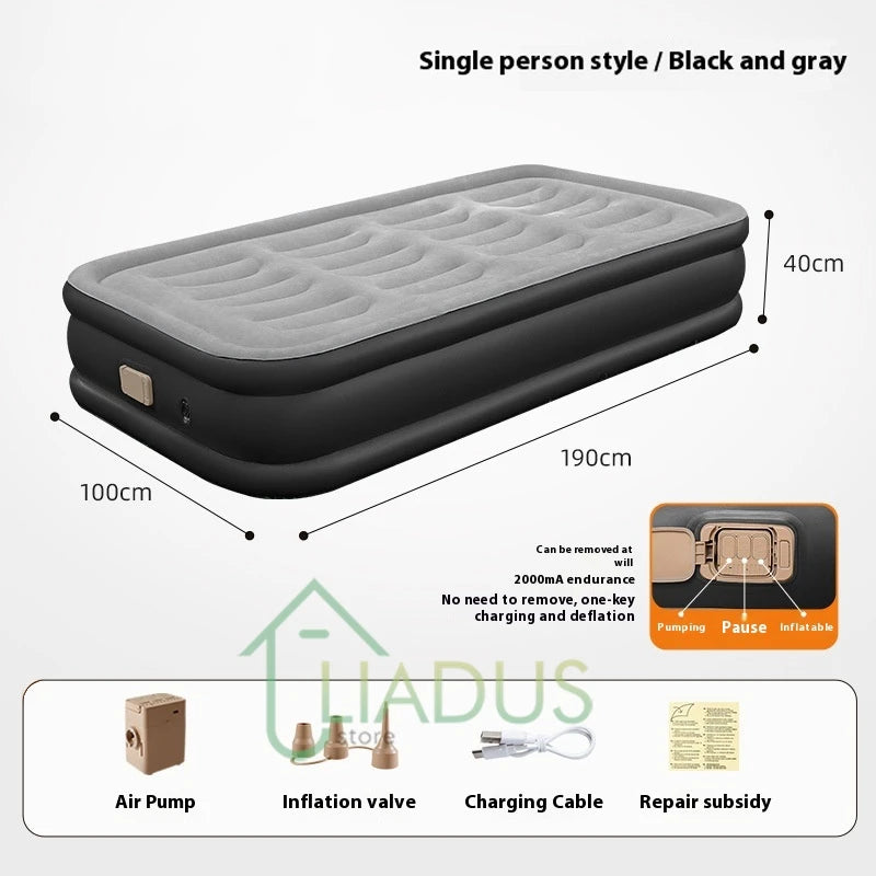 Inflation Flannel Air Mattress Automatic Double Single Size High Raised Thickened Electric Pump Home Outdoor Sleeping Pad