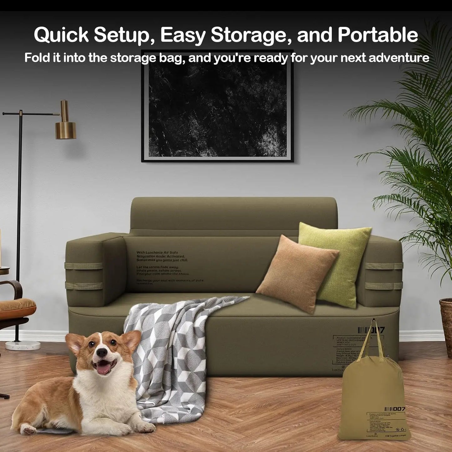 Sofa Multifunctional Air Couch with Built-in Pump Portable Luxury Automatic Inflatable Chair Suitable for Home Outdoor Camping