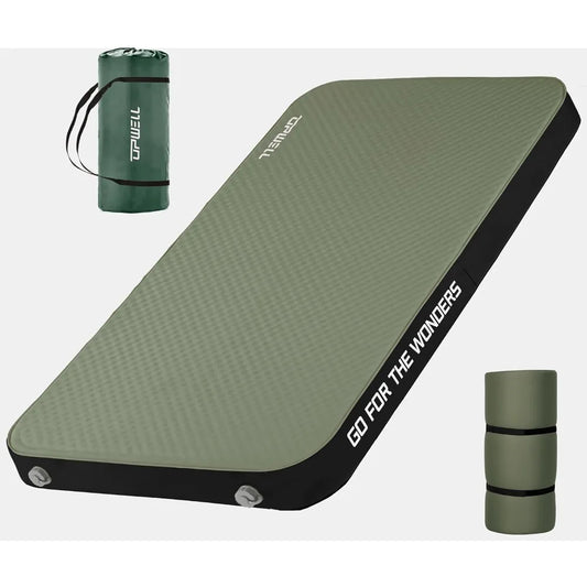 Self-inflating camping mattress with solid foam double-layer sleeping pad portable quick inflator