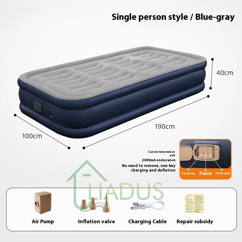 Inflation Flannel Air Mattress Automatic Double Single Size High Raised Thickened Electric Pump Home Outdoor Sleeping Pad