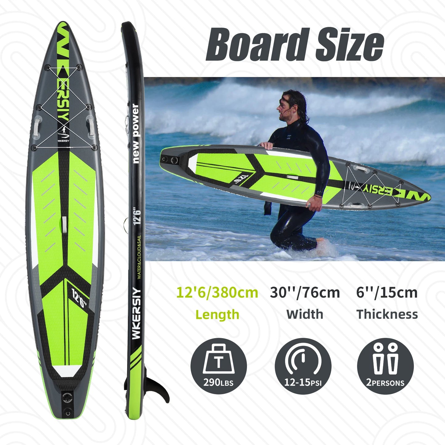 inflatable stand up paddle board 12'6*30"6"with paddle board accessories Race Sup for speed lover