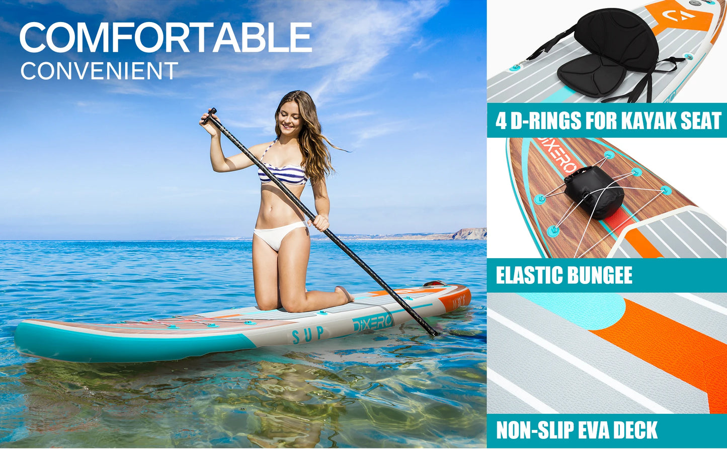 Myboat DIXERO Waterproof Inflatable Paddle Board 11''x33''x6''Adult Standing Style Aquatic With Kayak Accessories SUP Board