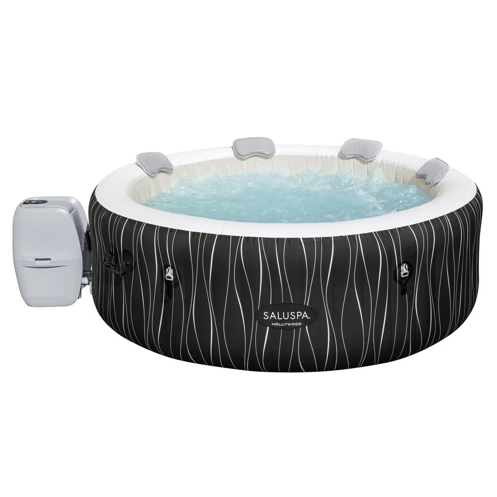 Inflatable Hot Tub Spa with AirJet Massage System Color-Changing LED Lights 4-6 Person Outdoor Relaxation Includes Pump and