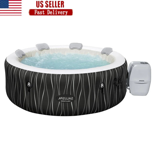 Inflatable Hot Tub Spa with AirJet Massage System Color-Changing LED Lights 4-6 Person Outdoor Relaxation Includes Pump and