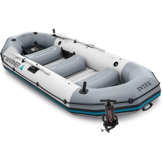 - Adult Inflatable Boat Mariner Set of 4 Phthalates Free Including Paddle and Air Pump Professional Series, Grey, 3