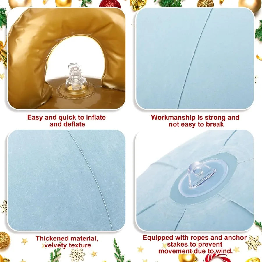 3 Pcs 32 Inch Giant Velvet Christmas Inflatable Balls Ornament with Flocked Design for Outdoor Holiday Yard Decor Perfect for W