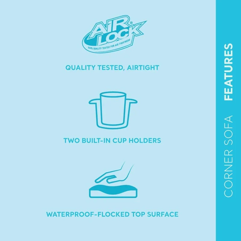 Inflatable Corner Sofa, L-Shaped Couch, Blow Up Air Furniture