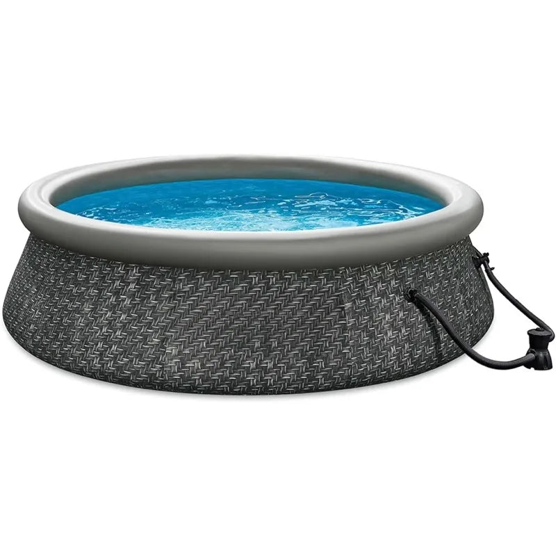 [New Arrival, Discounted Price!]10' x 30" Quickset Designer Round Inflatable Ring Top Outdoor Above Ground Swimming Pool with Fi