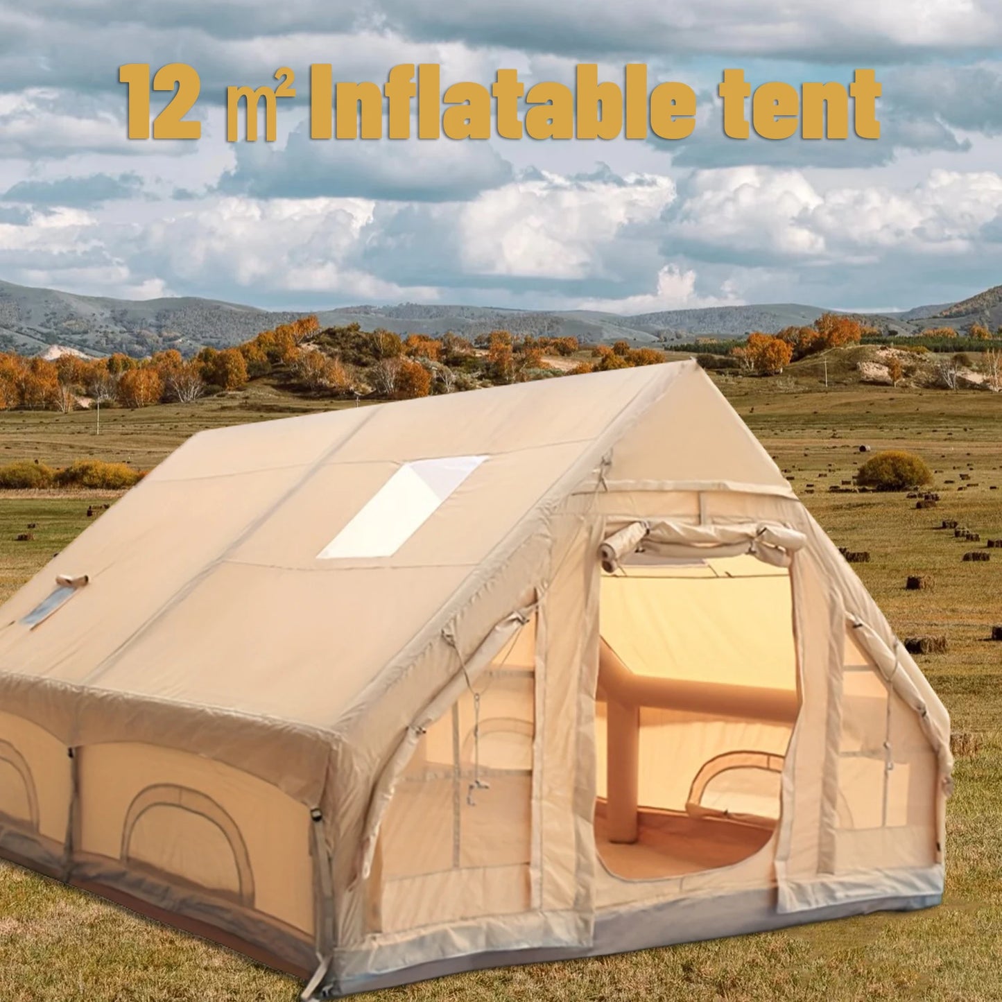 Inflatable camping tent 4-8 people with windows portable water-resistant camping tent  Four season tents