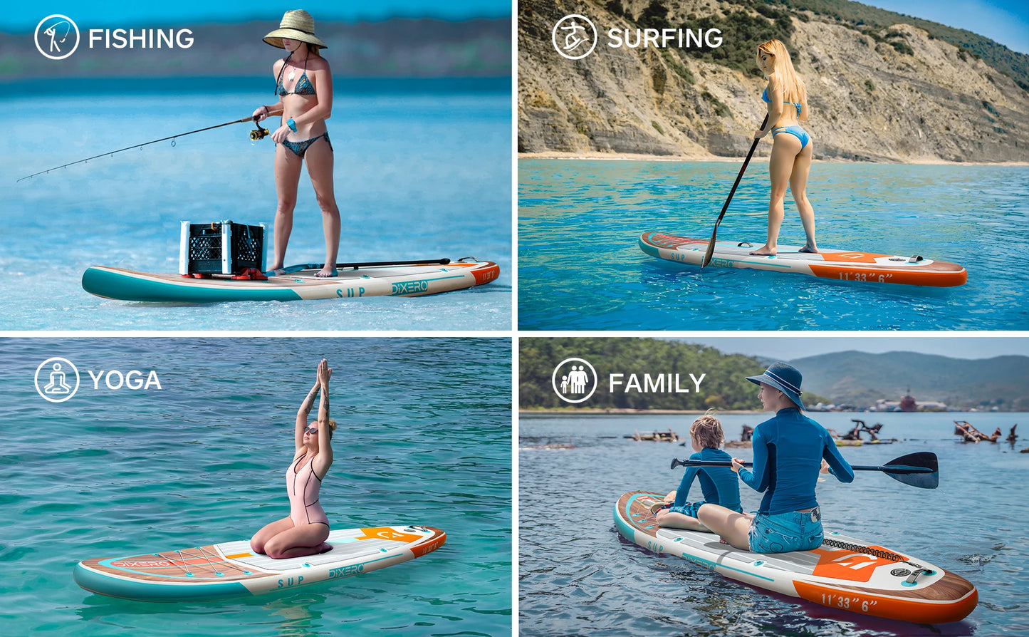 Myboat DIXERO Waterproof Inflatable Paddle Board 11''x33''x6''Adult Standing Style Aquatic With Kayak Accessories SUP Board