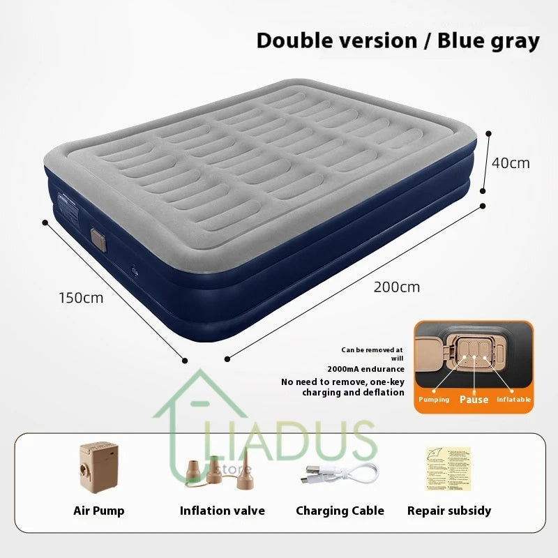 Inflation Flannel Air Mattress Automatic Double Single Size High Raised Thickened Electric Pump Home Outdoor Sleeping Pad