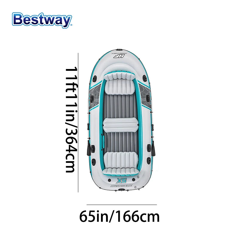 Bestway 65159 5 Person Inflatable Kayak - Durable PVC Material, Large Adventure Boat, Kit Format, Highly Buoyant and Stable
