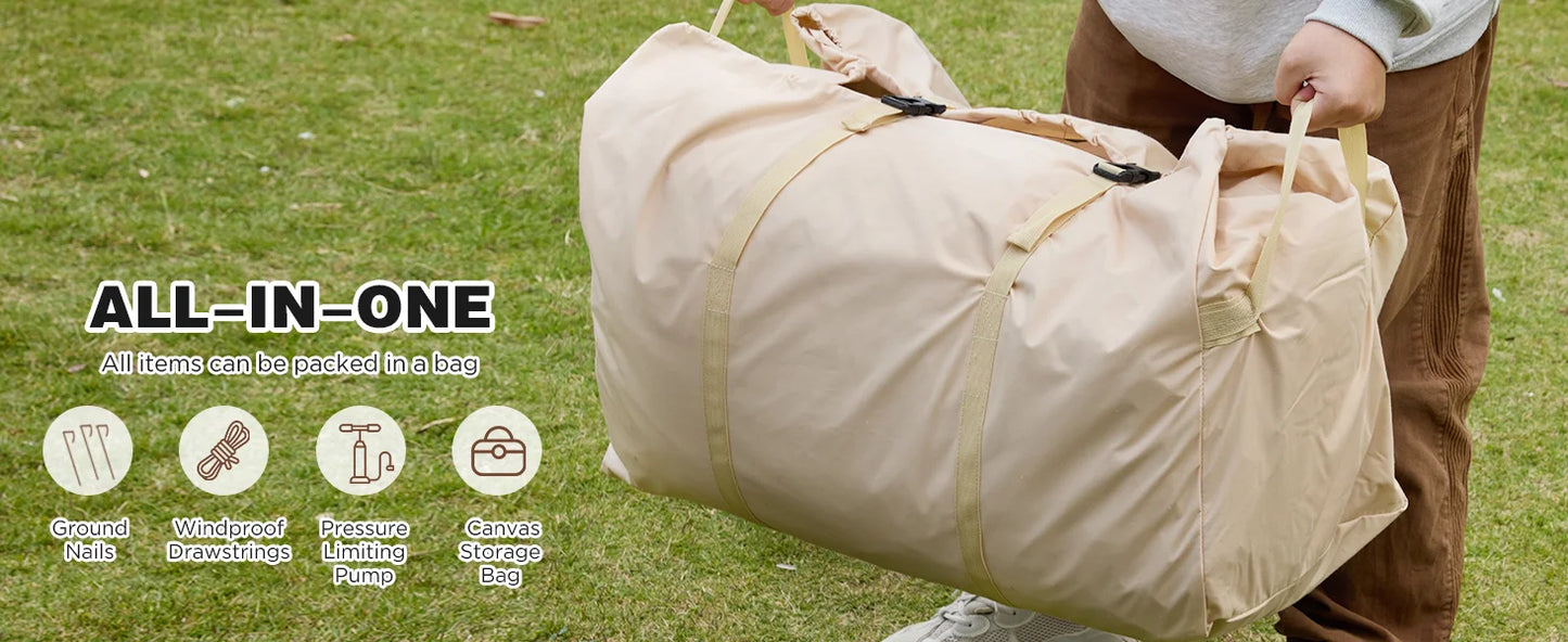 129 Square Feets Large Inflatable Camping Tent,8-10 People Blow up tent,waterproof 4 season Glamping tent,tent for camping