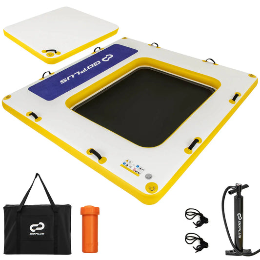 8 ft x 8 ft Inflatable Floating Dock w/ Mesh Swim Lounge Removable Insert