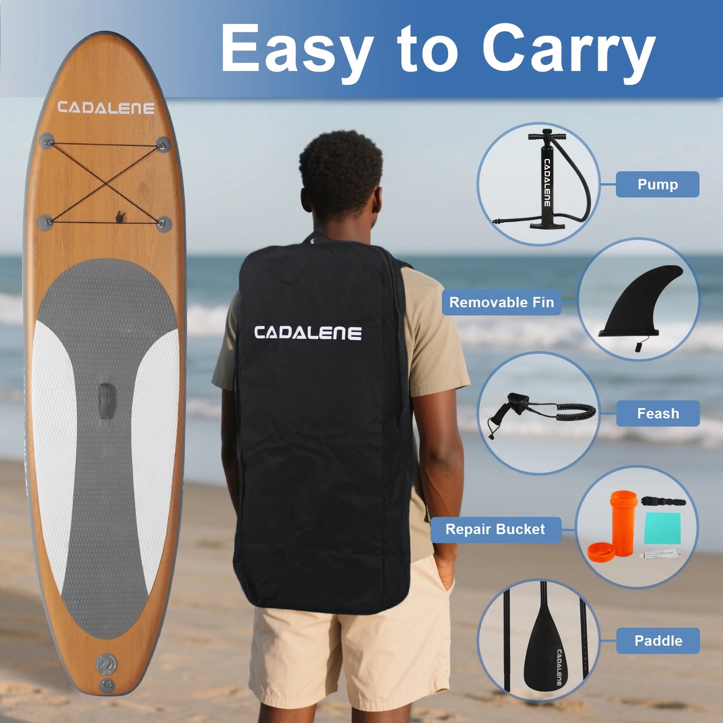 CADALENE Inflatable Paddle Board, Stand Up Paddle Board, Sup Board with Premium Sup Accessories, For Adults