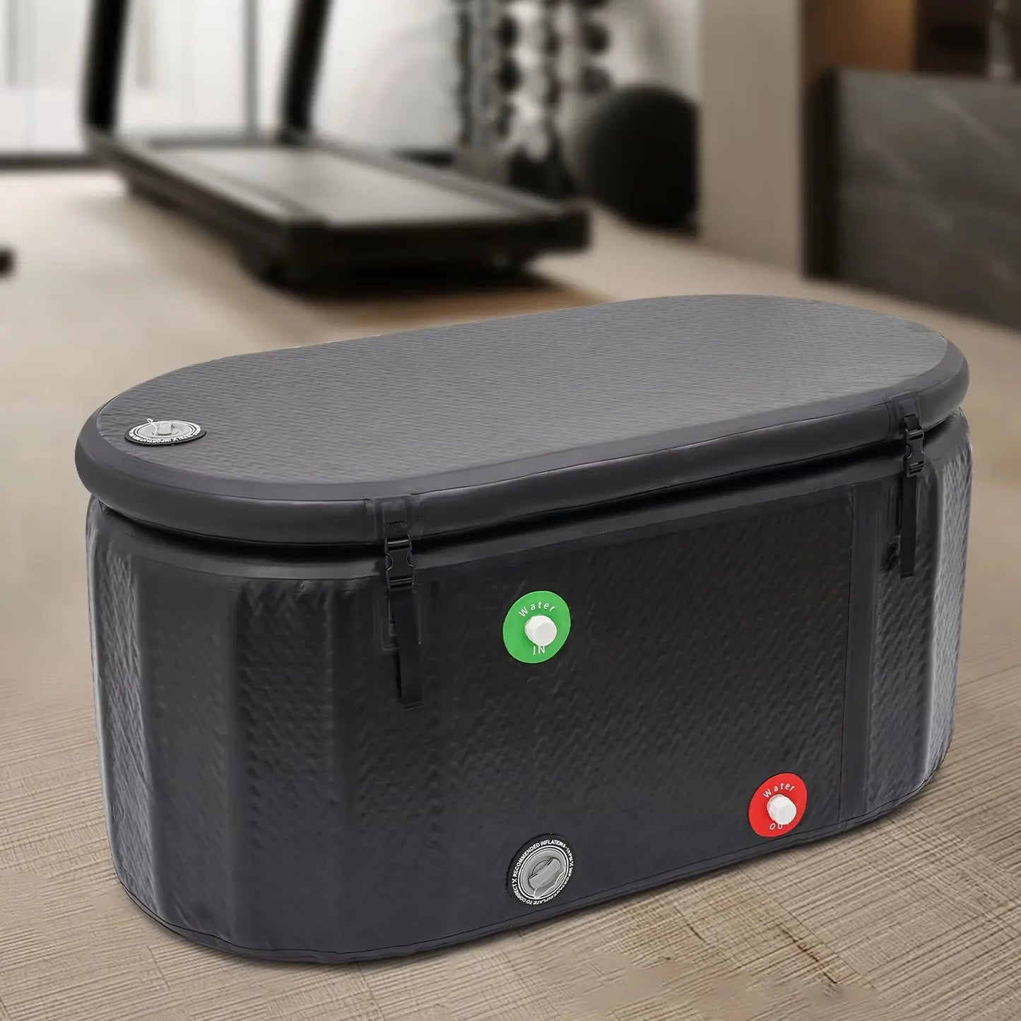 BYMAOCAR 370L/97.7Gal Inflatable Portable Hot & Ice Tub with Cover & - Heavy-Duty PVC Freestanding Spa Pool