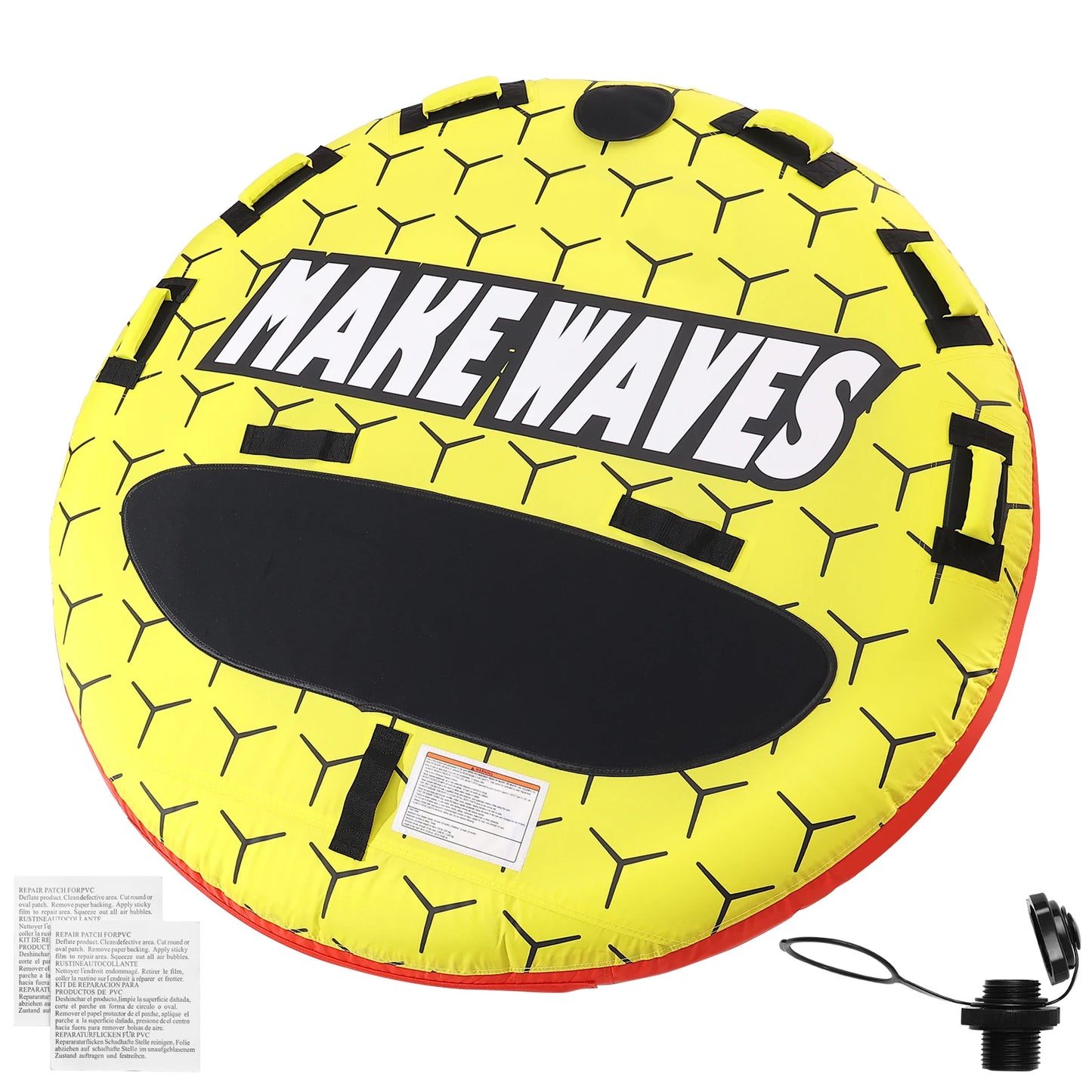 SucceBuy Towable Tube for Boating 1-3 Riders Inflatable Boat Tubes &Towables 63" Round Water Sport Towable Tube for Boat to Pull