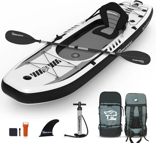 10.2'x35''x8'' Inflatable Kayak with Seat, SUP-Kayak Set Includes Hand Pump/Aluminum Oar/Backpack, Boat for