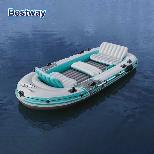 Bestway 65159 5 Person Inflatable Kayak - Durable PVC Material, Large Adventure Boat, Kit Format, Highly Buoyant and Stable