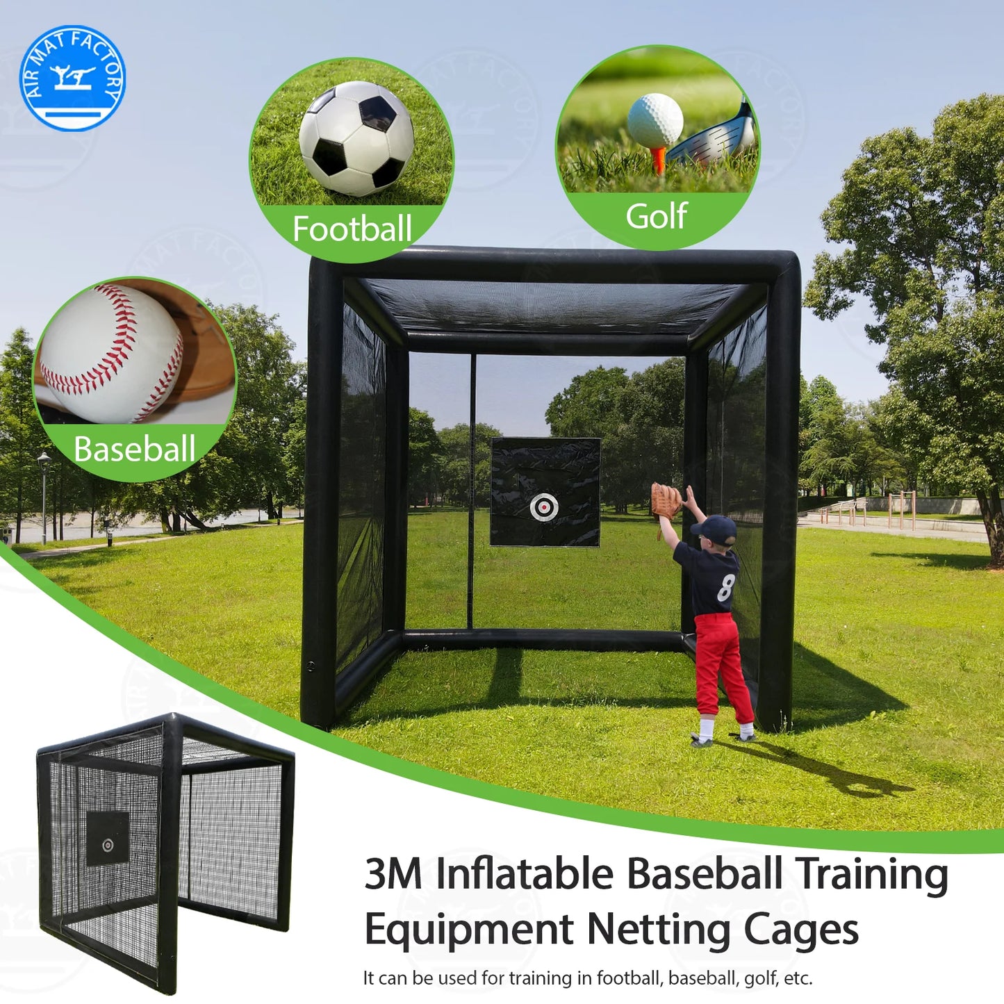 PVC inflatable batting and pitching Court Cage baseball/softball Practice Tent suit for backyard Ship from US