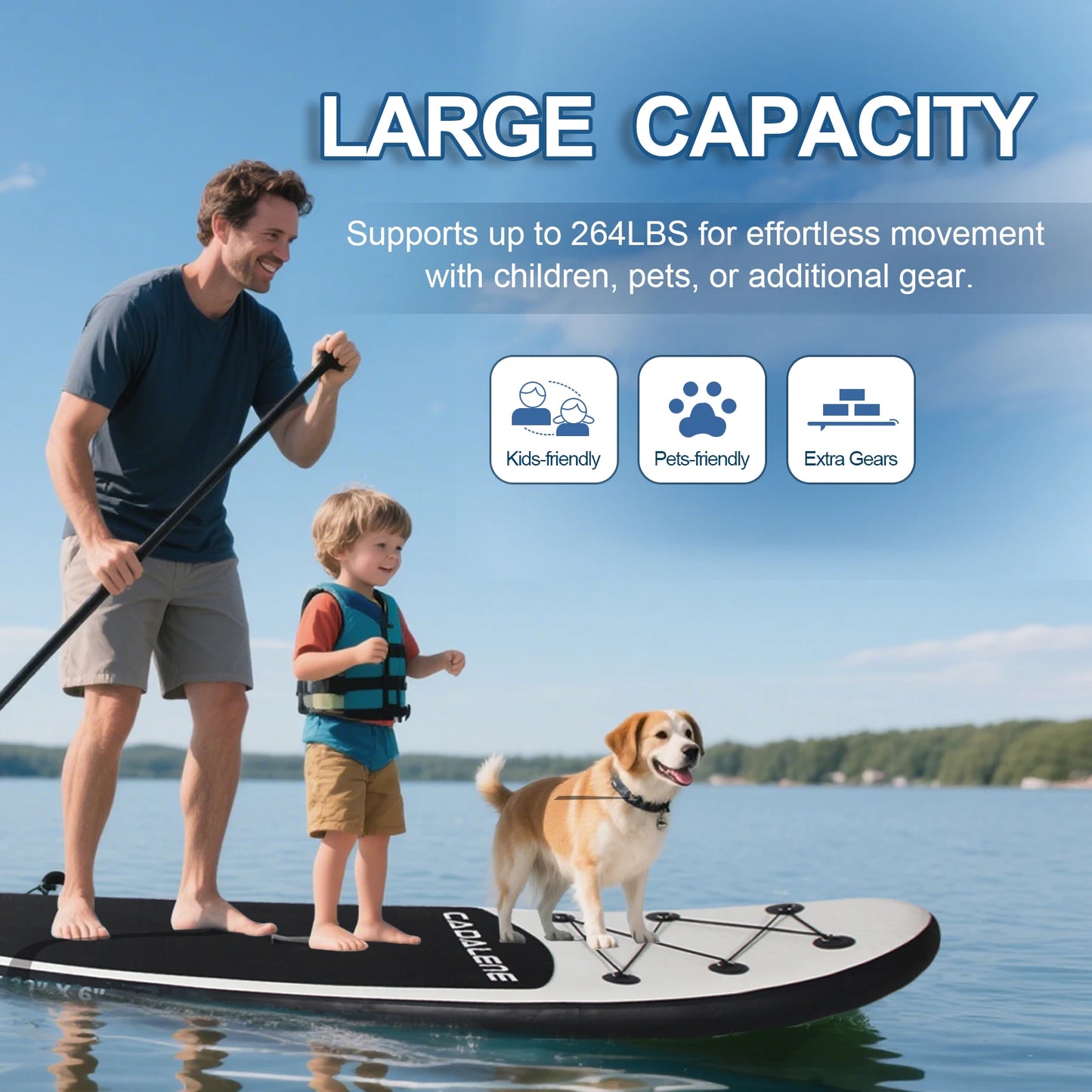 CADALENE Inflatable Stand Up Paddle Board with SUP Accessories, Anti-Slip EVA Deck 10' Inflatable Paddle Boards for Adults