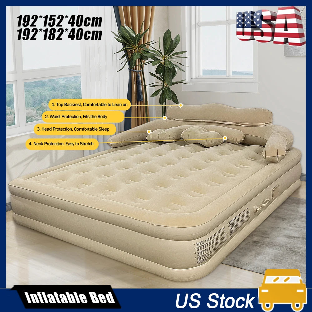King Size Inflatable Bed Mattress with Pillow Automatic Inflatable Bed Floor-laying Outdoor Thickened with Air Pump Bed