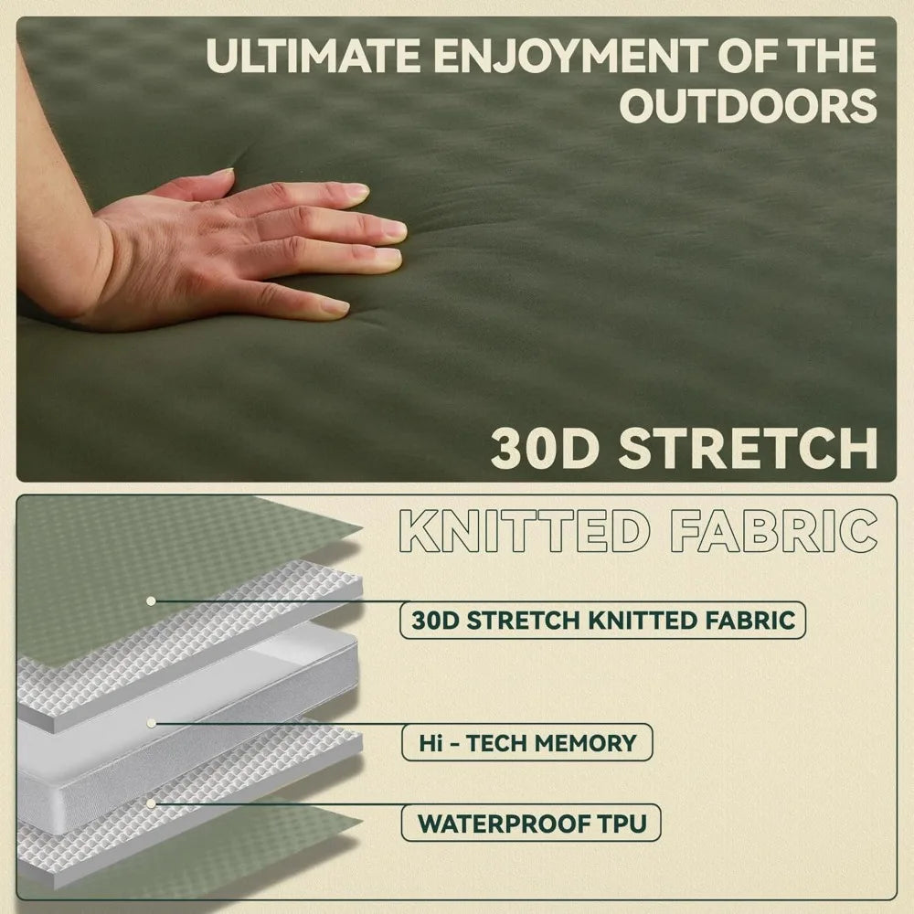 Self-inflating camping mattress with solid foam double-layer sleeping pad portable quick inflator