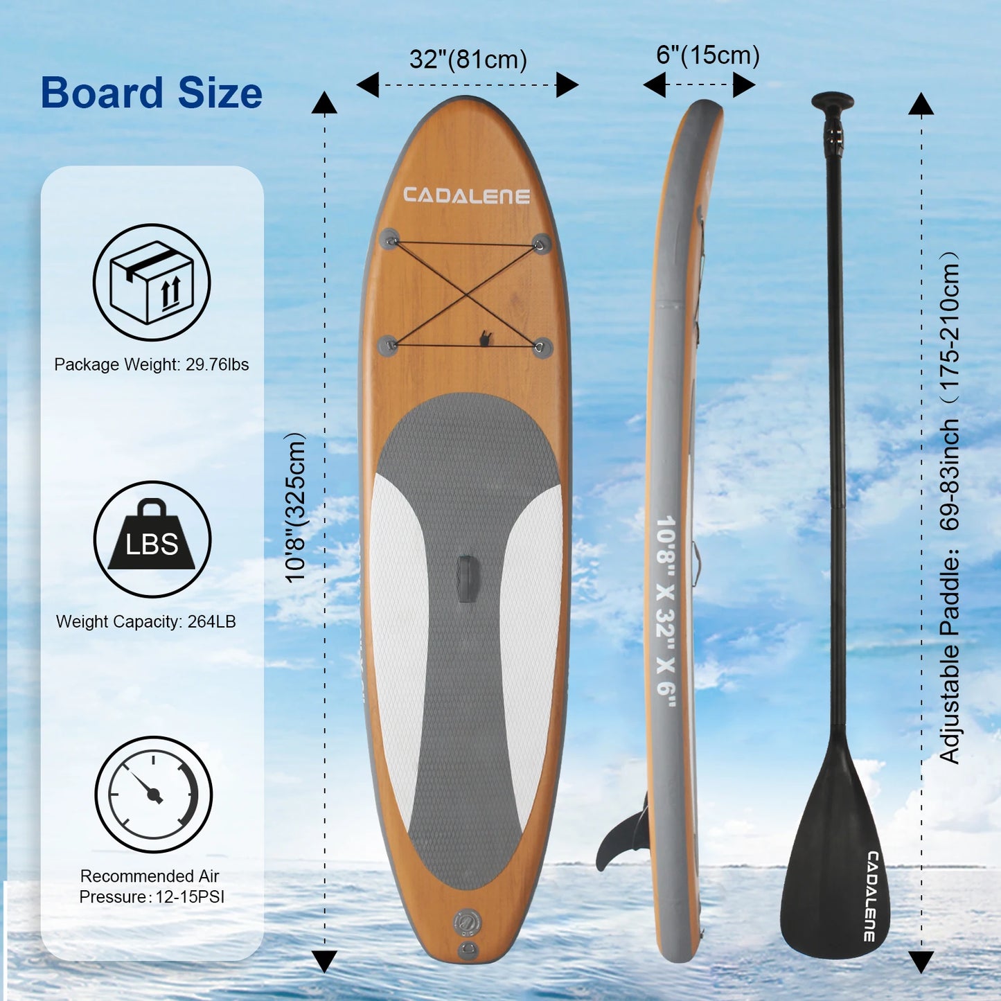 CADALENE Inflatable Paddle Board, Stand Up Paddle Board, Sup Board with Premium Sup Accessories, For Adults