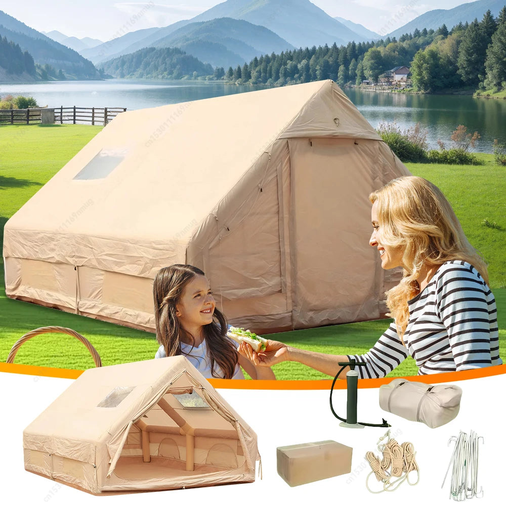 Outdoor Foldable Four Seasons Air Tent Camping Inflatable Tents Waterproof Family Canopy Moisture-Resistant Tent with Pump