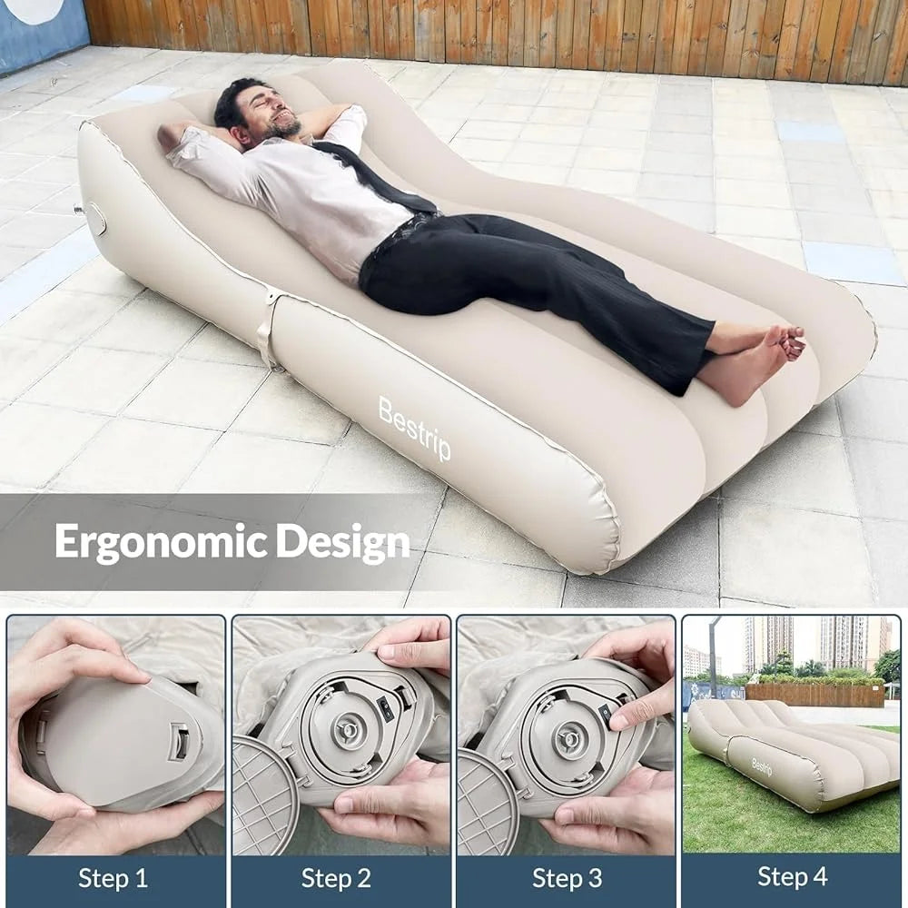 Inflatable Couch with Built in Pump Portable Blow up Sofa Bed Easy Storage Multi functional Air Lounger Camping Travel Outdoor