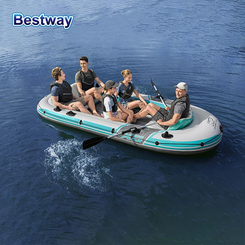 Bestway 65159 5 Person Inflatable Kayak - Durable PVC Material, Large Adventure Boat, Kit Format, Highly Buoyant and Stable