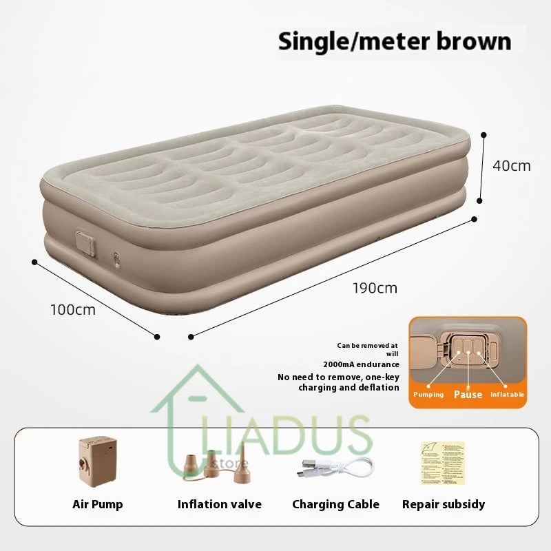 Inflation Flannel Air Mattress Automatic Double Single Size High Raised Thickened Electric Pump Home Outdoor Sleeping Pad