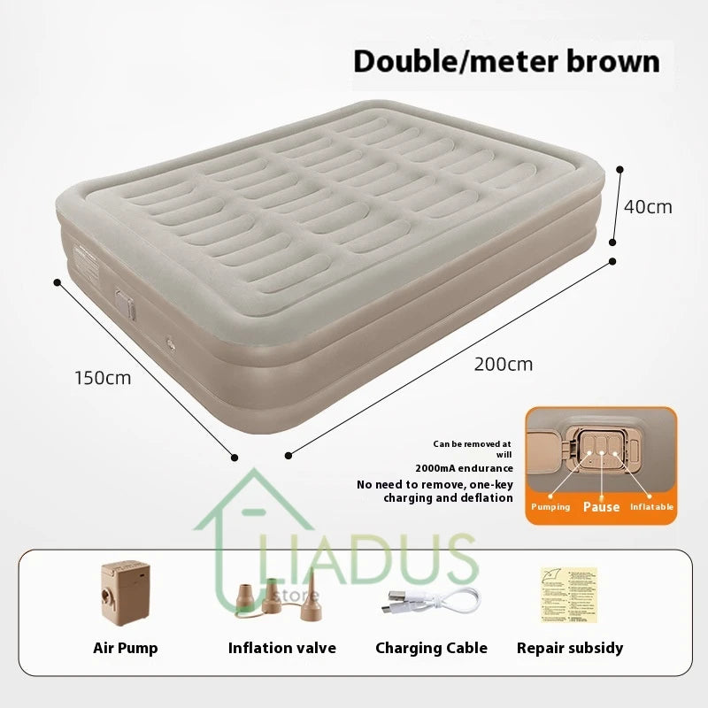 Inflation Flannel Air Mattress Automatic Double Single Size High Raised Thickened Electric Pump Home Outdoor Sleeping Pad