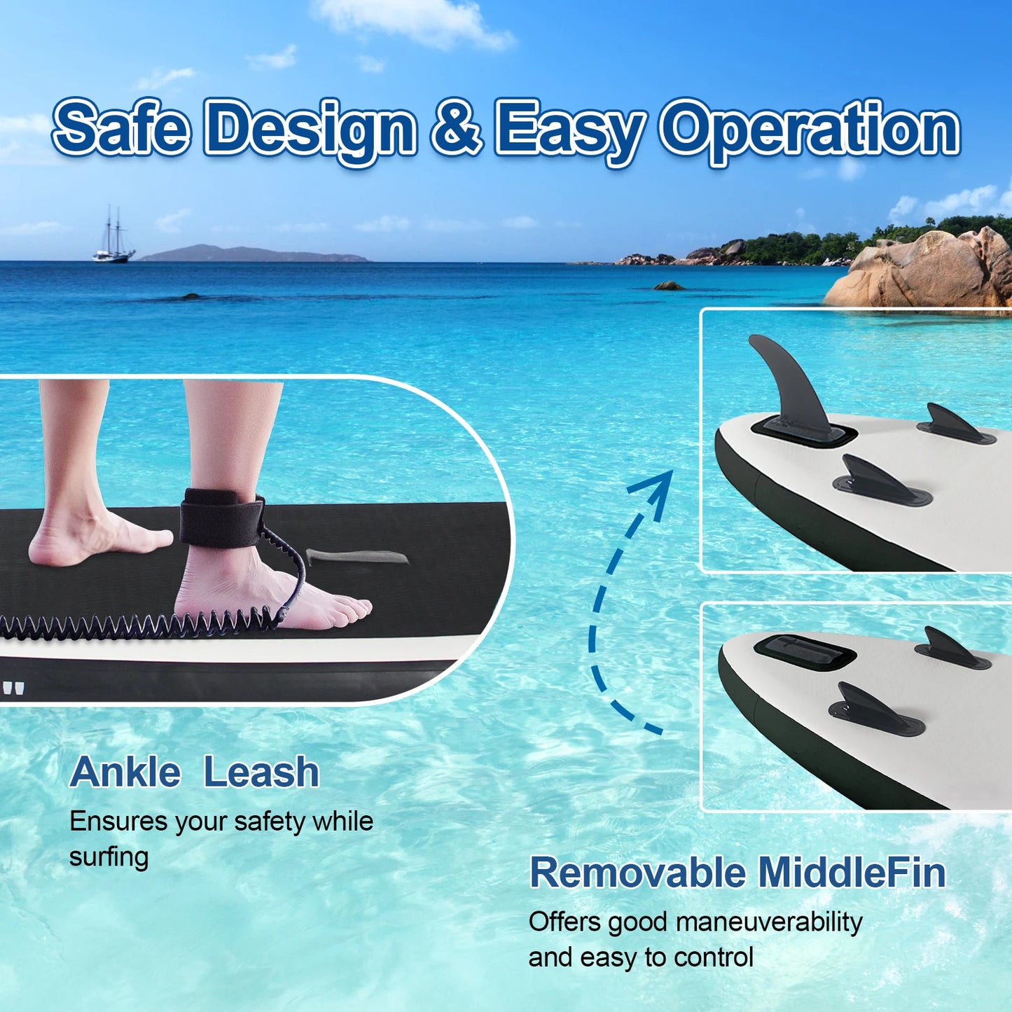 CADALENE Inflatable Stand Up Paddle Board with SUP Accessories, Anti-Slip EVA Deck 10' Inflatable Paddle Boards for Adults