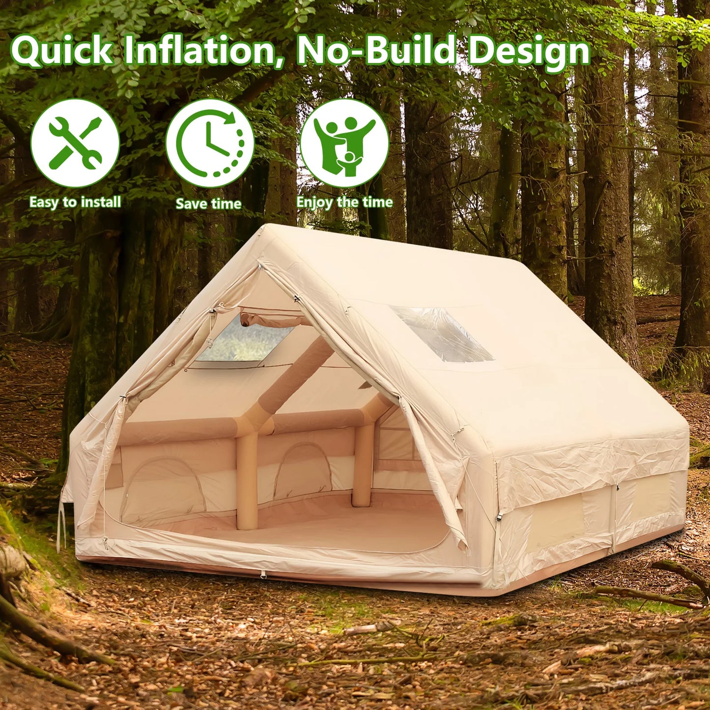 Outdoor Foldable Four Seasons Air Tent Camping Inflatable Tents Waterproof Family Canopy Moisture-Resistant Tent with Pump