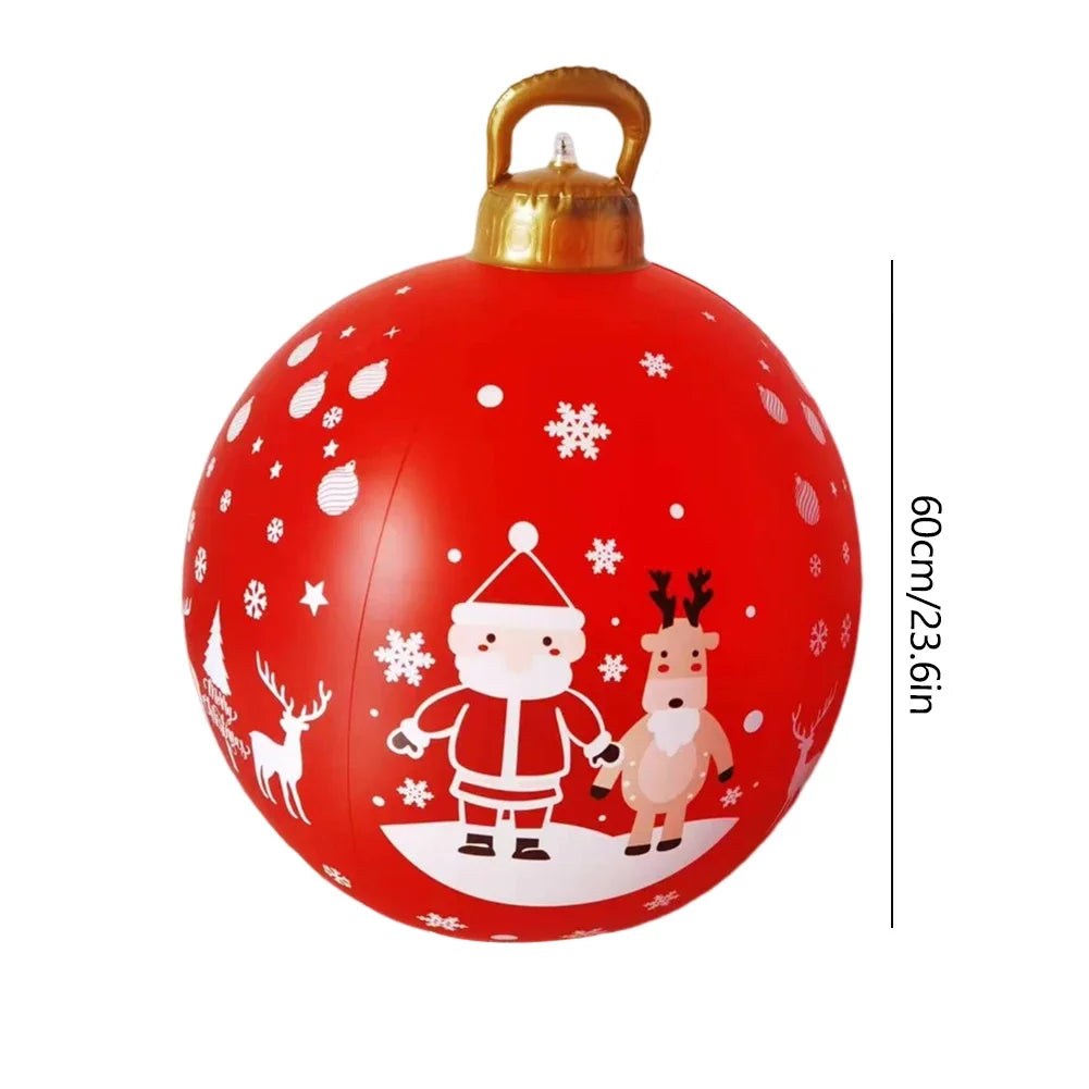 60cm Giant Inflatable Christmas Balls PVC Giant Big Large Balls Xmas Tree Decorations Toy Outdoor Xmas Holiday Yard Lawn Balls