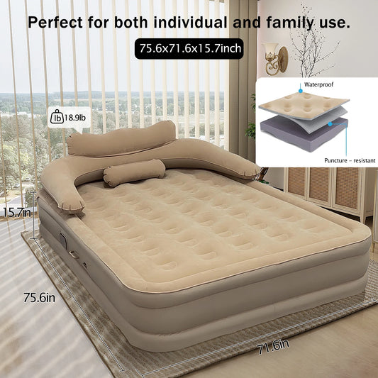 King Size Inflatable Bed Mattress with Pillow Automatic Inflatable Bed Floor-laying Outdoor Thickened with Air Pump Bed