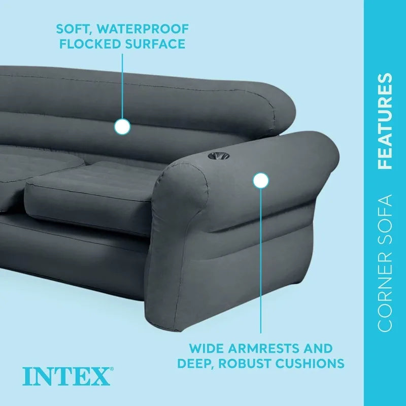 Inflatable Corner Sofa, L-Shaped Couch, Blow Up Air Furniture