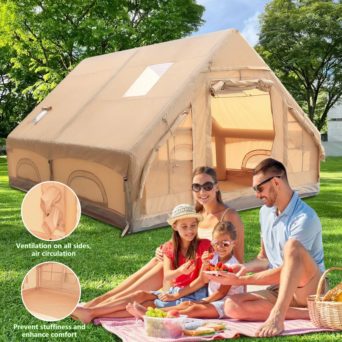 Outdoor Foldable Four Seasons Air Tent Camping Inflatable Tents Waterproof Family Canopy Moisture-Resistant Tent with Pump