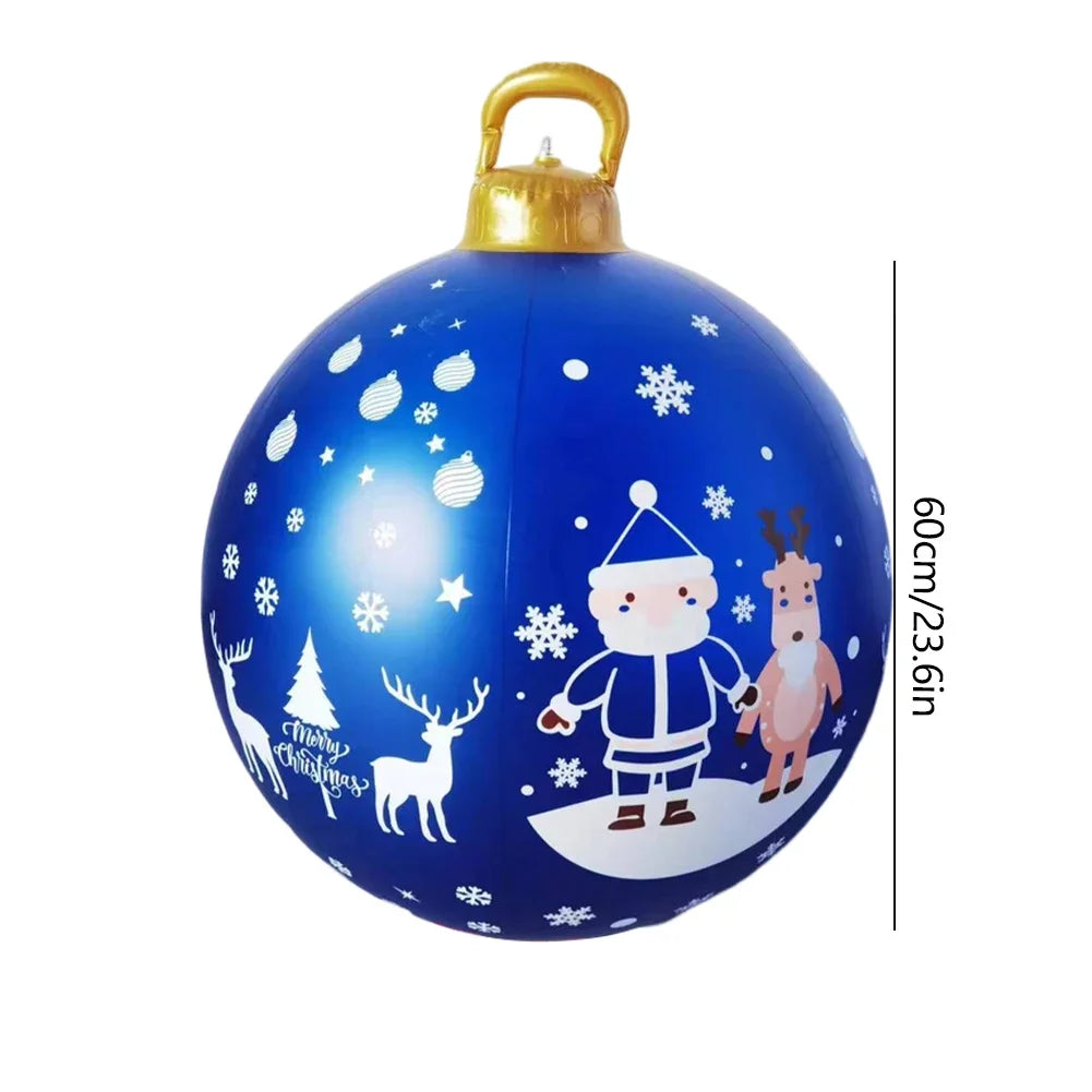 60cm Giant Inflatable Christmas Balls PVC Giant Big Large Balls Xmas Tree Decorations Toy Outdoor Xmas Holiday Yard Lawn Balls