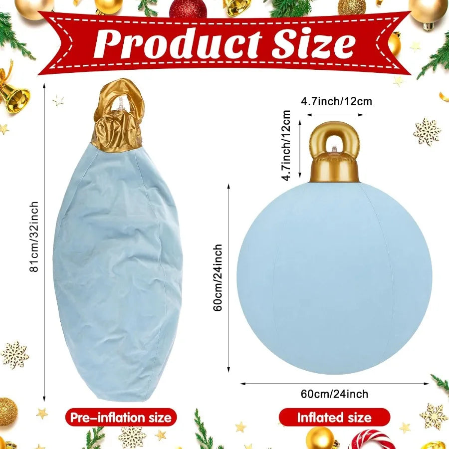 3 Pcs 32 Inch Giant Velvet Christmas Inflatable Balls Ornament with Flocked Design for Outdoor Holiday Yard Decor Perfect for W