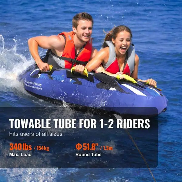 VEVOR Towable Tube for Boating, 340 lbs, 1-2 Riders Inflatable Boat Tubes and Towables, 51.8' Round Water Sport Towable Tube for