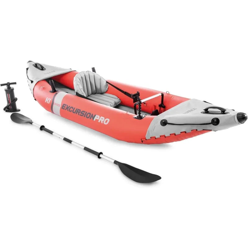 68303EP Excursion Pro K1 Inflatable Kayak Set: Includes Deluxe 86in Kayak Paddles and High-Output Pump – SuperTough PVC –